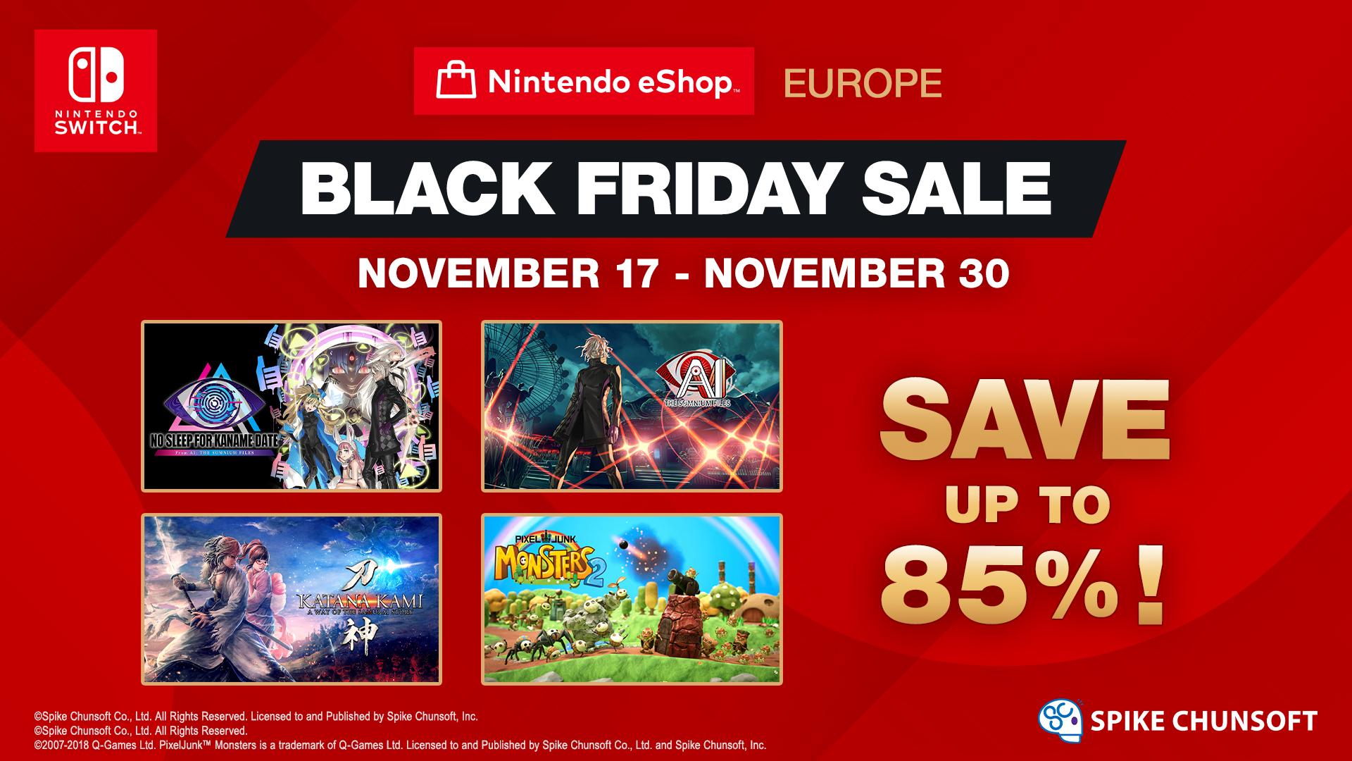Save up to 85% on Spike Chunsoft games during the Black Friday sale for Nintendo eShop Europe from 17 November 2025 to 30 November 2025